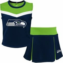 Outerstuff Youth College Navy/Neon Green Seattle Seahawks Two-Piece Spirit Cheerleader Set