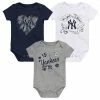 Outerstuff Girls Newborn & Infant Navy/White/Heathered Gray New York Yankees 3-Pack Batter Up Bodysuit Set