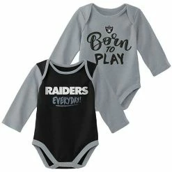 Outerstuff Newborn & Infant Silver/Black Las Vegas Raiders Little Player Long Sleeve 2-Pack Bodysuit Set
