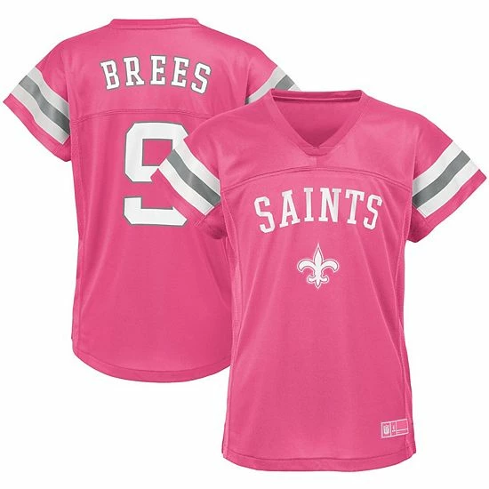 Outerstuff Girls Youth Drew Brees Pink New Orleans Saints Fashion Fan Gear V-Neck T-Shirt 3 Outerstuff Girls Youth Drew Brees Pink New Orleans Saints Fashion Fan Gear V-Neck T-Shirt