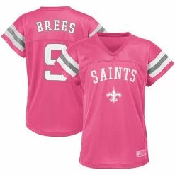 Alternative view of Outerstuff Girls Youth Drew Brees Pink New Orleans Saints Fashion Fan Gear V-Neck T-Shirt
