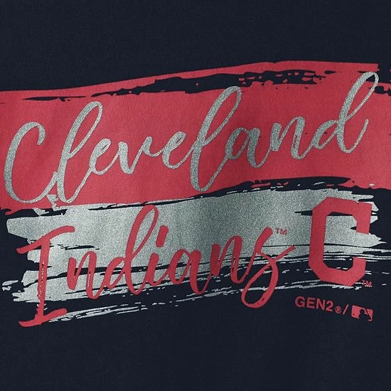 Outerstuff Girls Youth Navy Cleveland Indians Brush Stroke Dolman T-Shirt 7 Outerstuff Girls Youth Navy Cleveland Indians Brush Stroke Dolman T-Shirt - Image 5