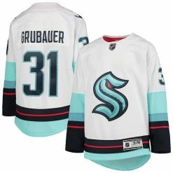 Outerstuff Youth Philipp Grubauer White Seattle Kraken Away Premier Player Jersey -Outerstuff shop unnamed file 944