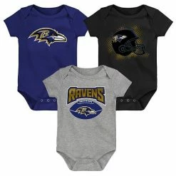 Outerstuff Infant Purple/Black/Heathered Gray Baltimore Ravens 3-Pack Game On Bodysuit Set -Outerstuff shop unnamed file 9441