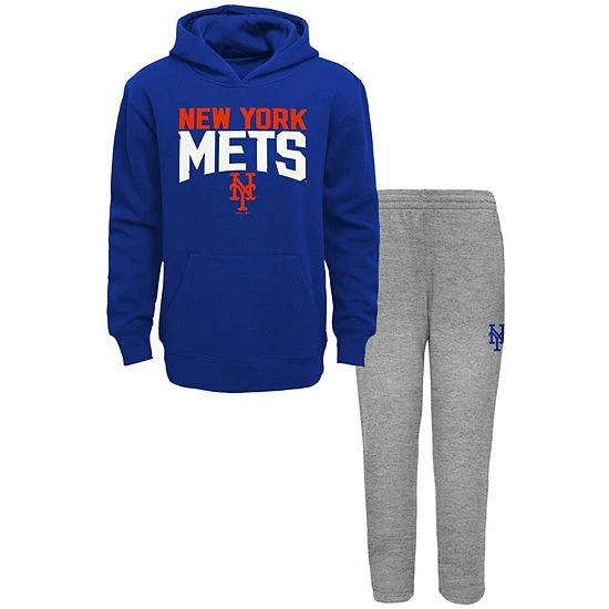 Outerstuff Toddler Royal/Heathered Gray New York Mets Fan Flare Fleece Hoodie And Pants Set 4 Outerstuff Toddler Royal/Heathered Gray New York Mets Fan Flare Fleece Hoodie And Pants Set - Image 2