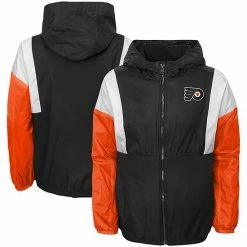 Outerstuff Youth Black Philadelphia Flyers Stadium Colorblock Full-Zip Windbreaker Jacket