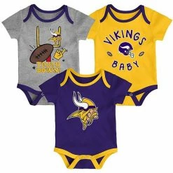 Outerstuff Infant Purple/Gold/Heathered Gray Minnesota Vikings Champ 3-Pack Bodysuit Set