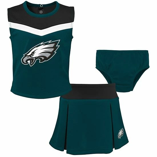 Outerstuff Girls Toddler Midnight Green/Black Philadelphia Eagles Two-Piece Spirit Cheerleader Set With Bloomers 3 Outerstuff Girls Toddler Midnight Green/Black Philadelphia Eagles Two-Piece Spirit Cheerleader Set With Bloomers