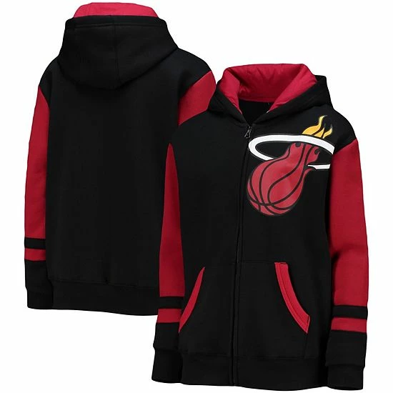 Outerstuff Youth Black Miami Heat Straight To The League Colorblock Full-Zip Hoodie 3 Outerstuff Youth Black Miami Heat Straight To The League Colorblock Full-Zip Hoodie