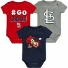Outerstuff Infant Red/Navy/Gray St. Louis Cardinals Born To Win 3-Pack Bodysuit Set -Outerstuff shop unnamed file 9587