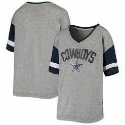 Outerstuff Junior's Heathered Gray/Navy Dallas Cowboys Let's Huddle Burnout V-Neck T-Shirt