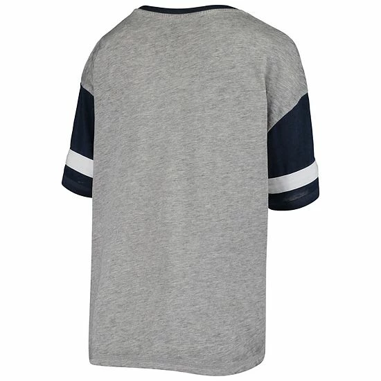 Outerstuff Junior's Heathered Gray/Navy Dallas Cowboys Let's Huddle Burnout V-Neck T-Shirt 6 Outerstuff Junior's Heathered Gray/Navy Dallas Cowboys Let's Huddle Burnout V-Neck T-Shirt - Image 4