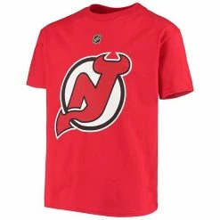 Alternative view of Outerstuff Youth Nico Hischier Red New Jersey Devils Name & Number T-Shirt