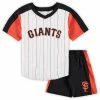 Outerstuff Preschool White/Black San Francisco Giants The Lineup V-Neck & Shorts Set