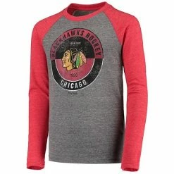 Outerstuff Youth Red Chicago Blackhawks Rink Splitter Tri-Blend Raglan Long Sleeve T-Shirt -Outerstuff shop unnamed file 9622