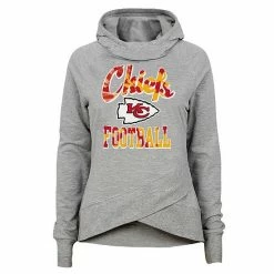 Outerstuff Girls Youth Heathered Gray Kansas City Chiefs Dye Hard Fan Funnel Neck Pullover Hoodie