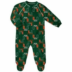 Outerstuff Infant Green Miami Hurricanes Allover Print Raglan Full-Zip Sleeper