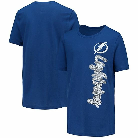 Outerstuff Girls Youth Blue Tampa Bay Lightning Chenille Script T-Shirt 4 Outerstuff Girls Youth Blue Tampa Bay Lightning Chenille Script T-Shirt - Image 2