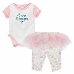 Outerstuff Girls Newborn White/Pink Detroit Lions Lil' Princess Bodysuit And Tutu Leggings Set