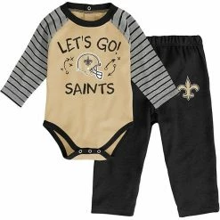 Outerstuff Infant Gold/Black New Orleans Saints Touchdown Raglan Long Sleeve Bodysuit & Pants Set