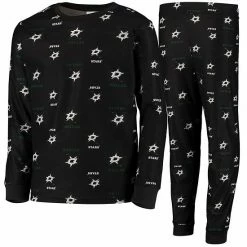 Outerstuff Youth Black Dallas Stars Allover Print Long Sleeve T-Shirt And Pants Sleep Set