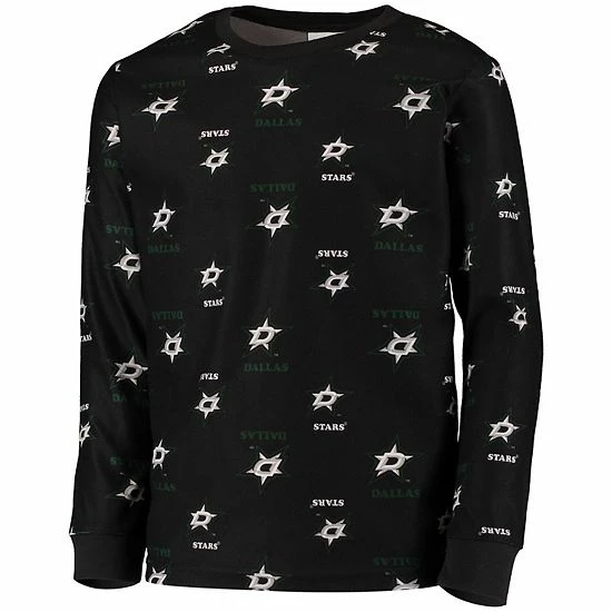 Outerstuff Youth Black Dallas Stars Allover Print Long Sleeve T-Shirt And Pants Sleep Set 4 Outerstuff Youth Black Dallas Stars Allover Print Long Sleeve T-Shirt And Pants Sleep Set - Image 2
