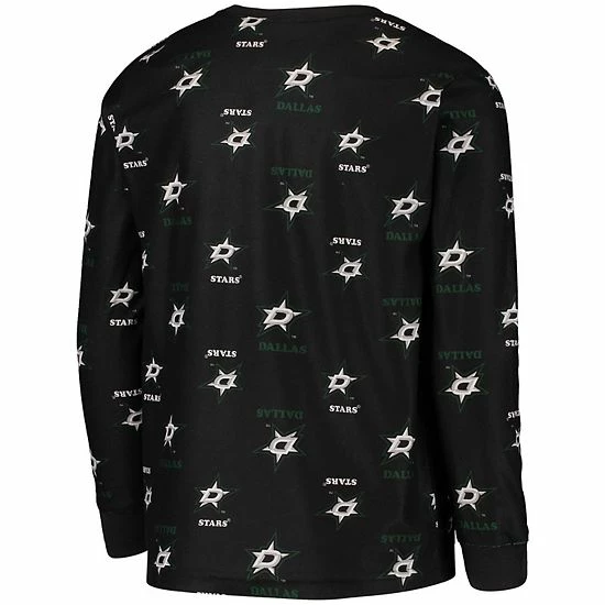 Outerstuff Youth Black Dallas Stars Allover Print Long Sleeve T-Shirt And Pants Sleep Set 5 Outerstuff Youth Black Dallas Stars Allover Print Long Sleeve T-Shirt And Pants Sleep Set - Image 3