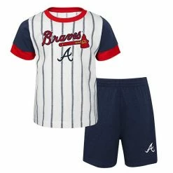 Outerstuff Infant White/Navy Atlanta Braves Position Player T-Shirt & Shorts Set