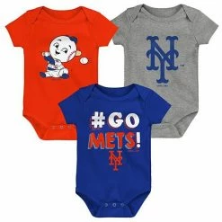 Outerstuff Infant Royal/Orange/Gray New York Mets Born To Win 3-Pack Bodysuit Set