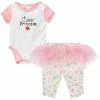 Outerstuff Girls Newborn & Infant White/Pink Cleveland Browns Lil Princess Bodysuit & Tutu Leggings Set