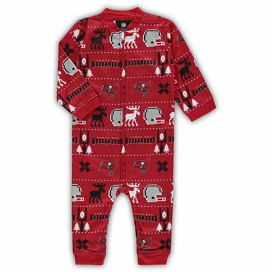Outerstuff Infant Red Tampa Bay Buccaneers Banded Long Sleeve Holiday Pajamas Full-Zip Jumper 3 Outerstuff Infant Red Tampa Bay Buccaneers Banded Long Sleeve Holiday Pajamas Full-Zip Jumper