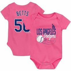 Outerstuff Girls Newborn & Infant Mookie Betts Pink Los Angeles Dodgers Baby Slugger Name & Number Bodysuit