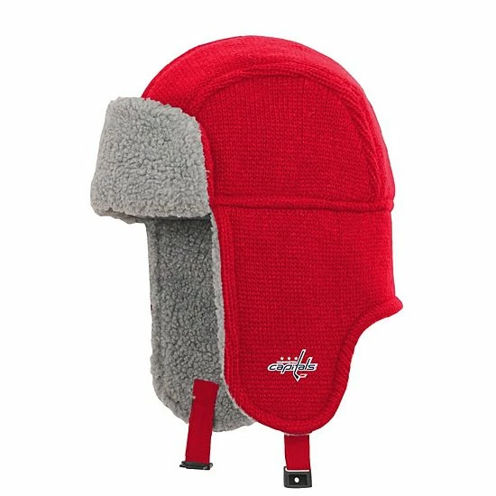 Outerstuff Youth Red Washington Capitals Flat Knit Trapper Hat 4 Outerstuff Youth Red Washington Capitals Flat Knit Trapper Hat - Image 2