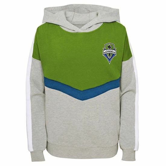 Outerstuff Girls Youth Heathered Gray/Rave Green Seattle Sounders FC All Yours Pullover Hoodie 3 Outerstuff Girls Youth Heathered Gray/Rave Green Seattle Sounders FC All Yours Pullover Hoodie