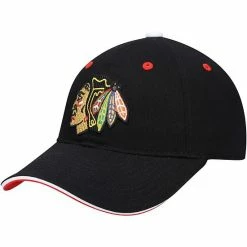 Alternative view of Outerstuff Youth Black Chicago Blackhawks Adjustable Hat